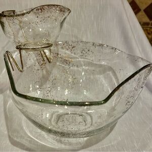 Elegant Clear Glass Chip & Dip Bowl